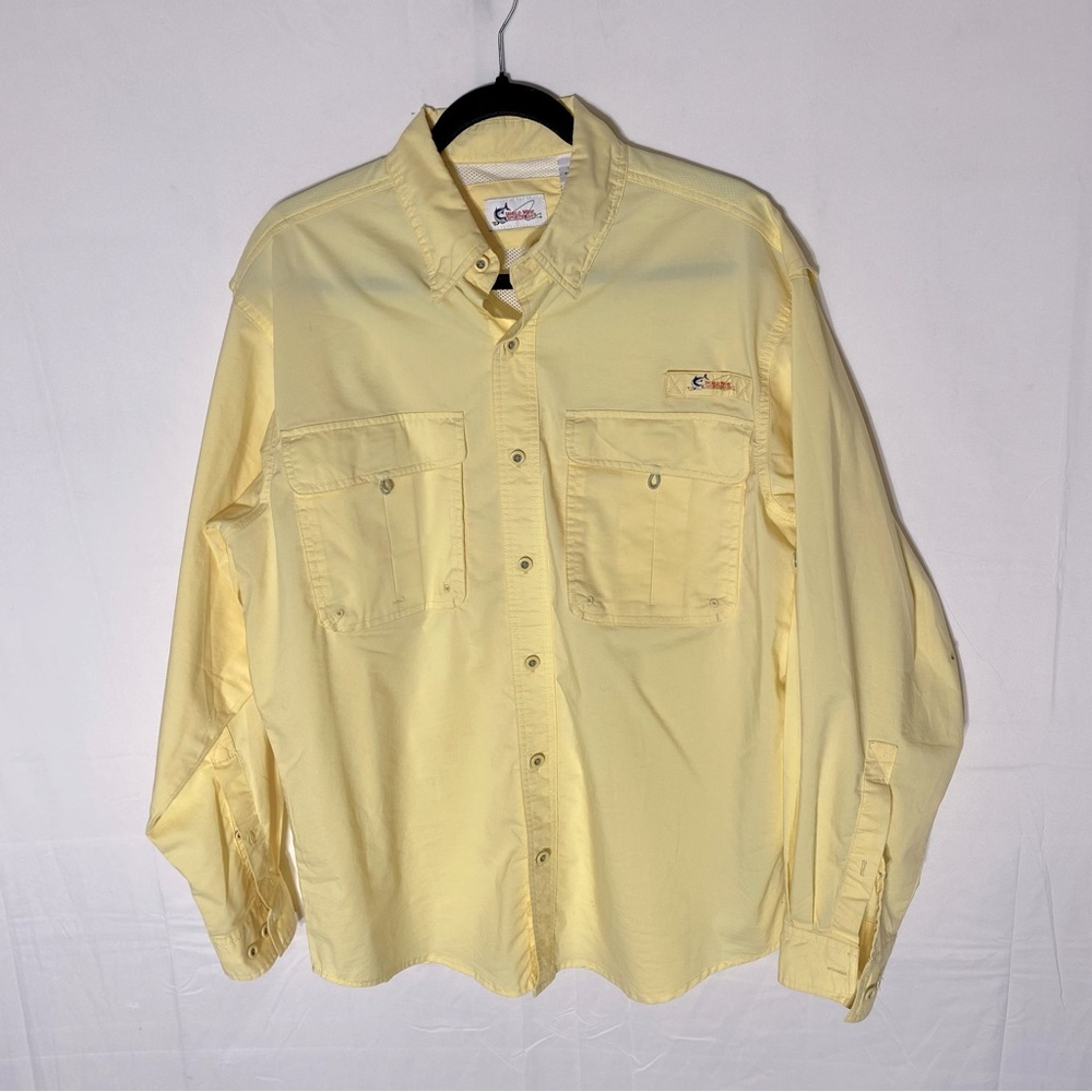 Vintage World Wide Sportsman Yellow Button Front Long Sleeve Fishing Shirt M
